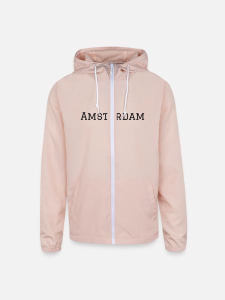 Amsterdam - Unisex Lightweight Windbreaker Jacket - blush pink  - Front
