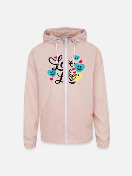 Love or Like ? - Unisex Lightweight Windbreaker Jacket - blush pink  - Front