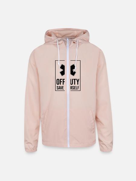 off duty save yourself - Unisex Lightweight Windbreaker Jacket - blush pink