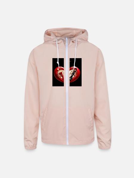 Love locked - Unisex Lightweight Windbreaker Jacket - blush pink  - Front