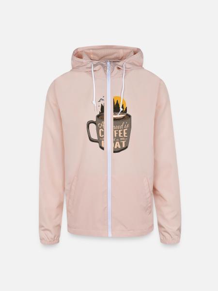 Coffee Motor Boat Cartoon - Unisex Lightweight Windbreaker Jacket - blush pink
