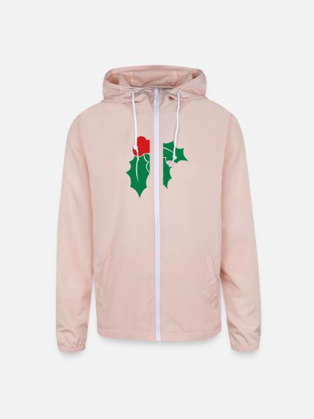 christmas holly - Unisex Lightweight Windbreaker Jacket - blush pink  - Front