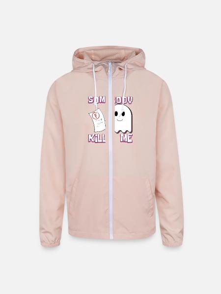 somebody - Unisex Lightweight Windbreaker Jacket - blush pink  - Front