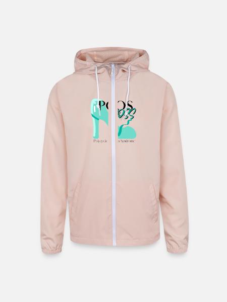 PCOS BOSS Babe Polycystic Ovary Syndrome Teal - Unisex Lightweight Windbreaker Jacket - blush pink  - Front