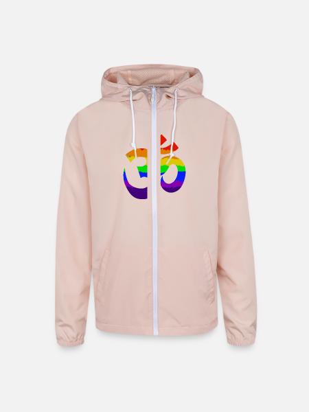 Rainbow Aum - Unisex Lightweight Windbreaker Jacket - blush pink  - Front