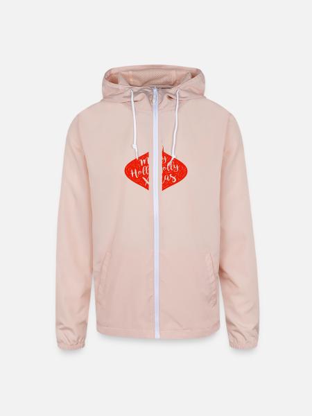 Merry Holly Jolly Xmas - Unisex Lightweight Windbreaker Jacket - blush pink  - Front