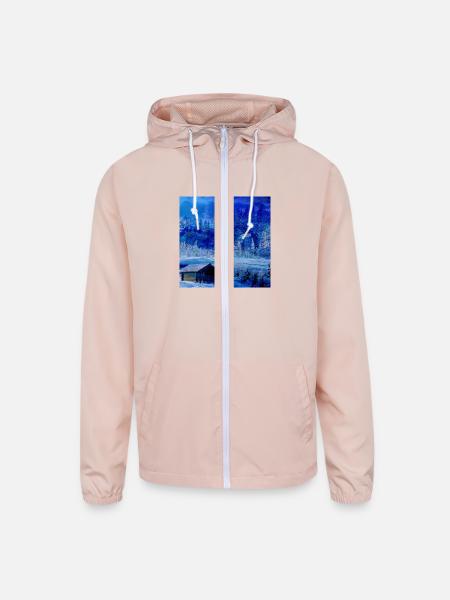 Cool winter landscape christmas landscape - Unisex Lightweight Windbreaker Jacket - blush pink  - Front