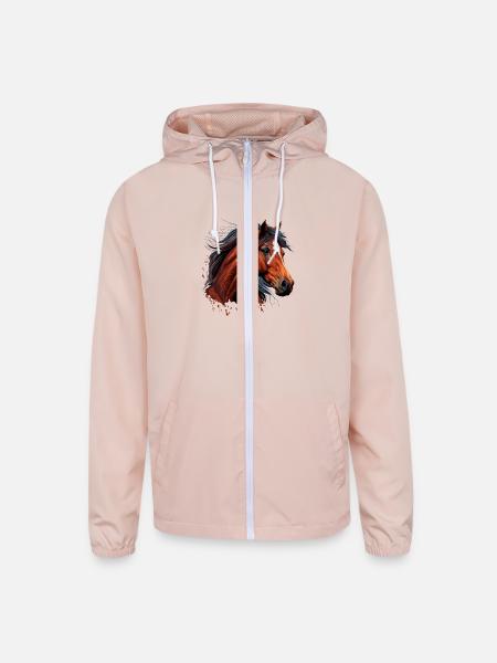 Horse Face - Unisex Lightweight Windbreaker Jacket - blush pink  - Front