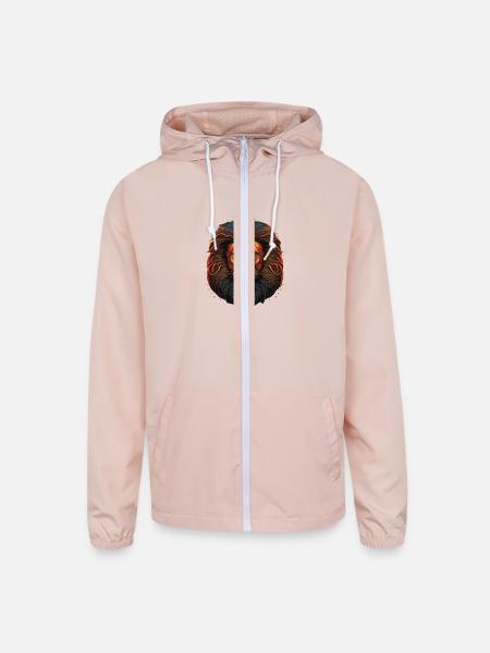 Lion Face - Unisex Lightweight Windbreaker Jacket - blush pink  - Front