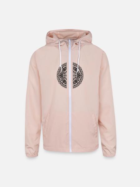 Mandala black and white - Unisex Lightweight Windbreaker Jacket - blush pink