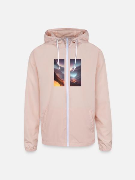 Sunrise at the Tunnel View Point - Unisex Lightweight Windbreaker Jacket - blush pink  - Front