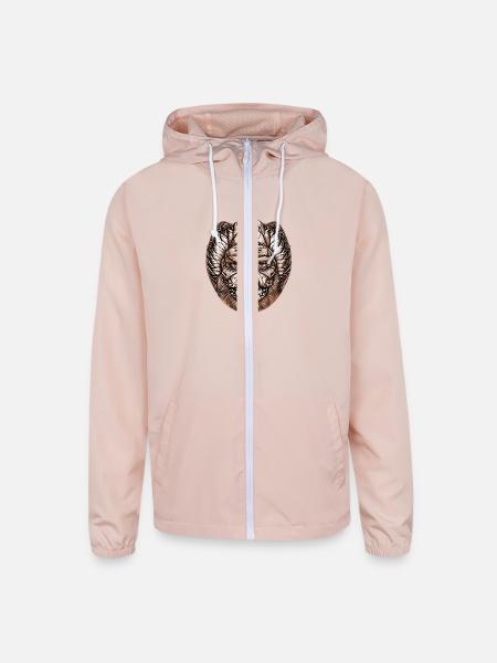 strange face sketch brown - Unisex Lightweight Windbreaker Jacket - blush pink  - Front