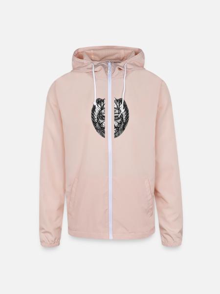 strange face sketch original - Unisex Lightweight Windbreaker Jacket - blush pink  - Front
