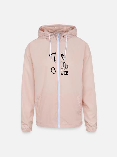 Turn The Pain Into Power - Unisex Lightweight Windbreaker Jacket - blush pink  - Front