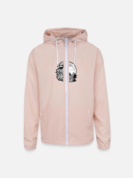 Monochrome landscape - Unisex Lightweight Windbreaker Jacket - blush pink  - Front