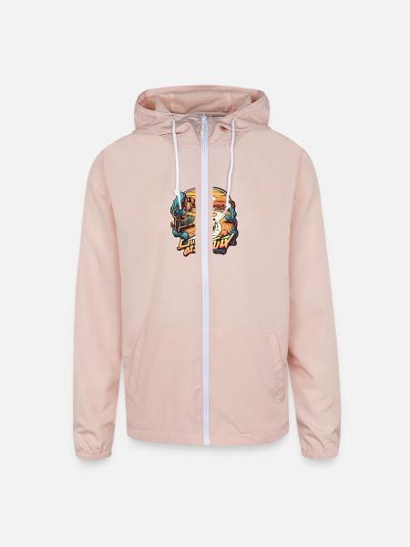 lets run away colour - Unisex Lightweight Windbreaker Jacket - blush pink  - Front