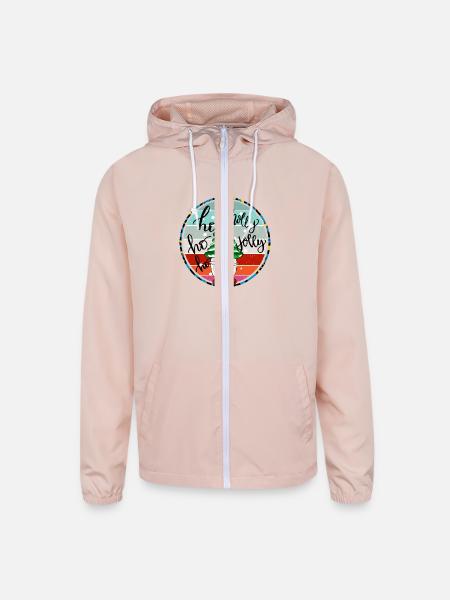 Gnome Holly Jolly Christmas - Unisex Lightweight Windbreaker Jacket - blush pink  - Front