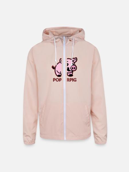 popper pig - Unisex Lightweight Windbreaker Jacket - blush pink