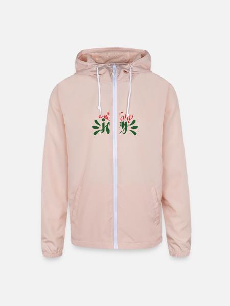 Holly Jolly - Unisex Lightweight Windbreaker Jacket - blush pink  - Front