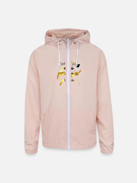 Catch you on the sea side - Unisex Lightweight Windbreaker Jacket - blush pink  - Front