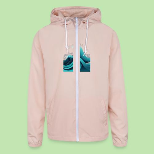 Dynamic Ocean Wave Illustration - Unisex Lightweight Windbreaker Jacket