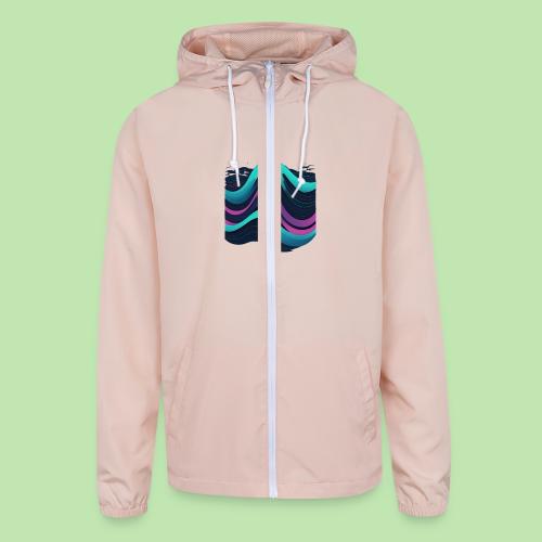 Abstract Wavy Ocean Pattern - Unisex Lightweight Windbreaker Jacket