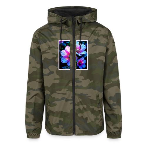 Neon Bloom Flower Magic Glow Design - Unisex Lightweight Windbreaker Jacket