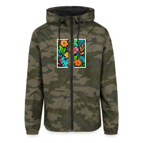 Vibrant Tropical Jungle Bloom Art - Unisex Lightweight Windbreaker Jacket