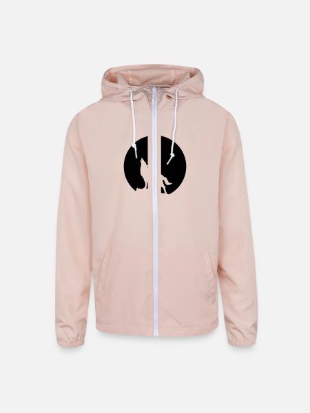 Wolf Howling Moon - Unisex Lightweight Windbreaker Jacket - blush pink