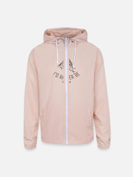 I'd rather be Quilting - Unisex Lightweight Windbreaker Jacket - blush pink  - Front