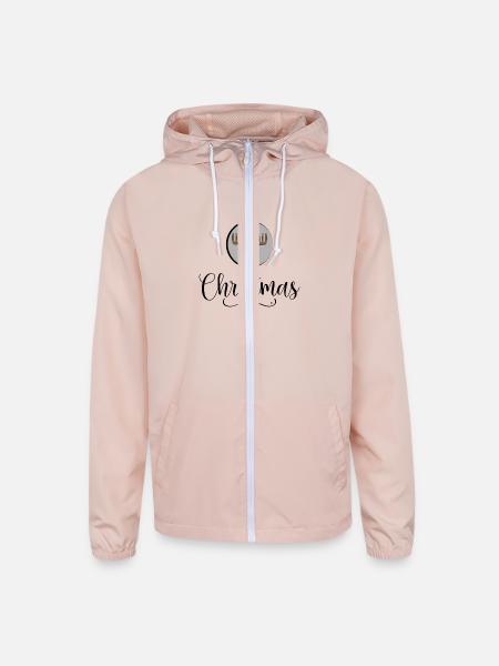 Cute Rudolph for Christmas present gift idea - Unisex Lightweight Windbreaker Jacket - blush pink  - Front