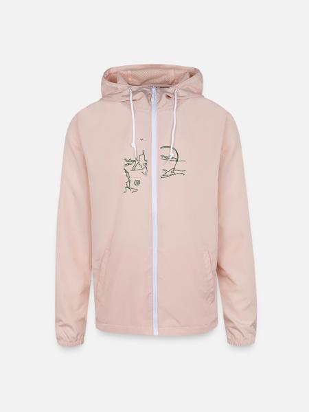 Beach vacation holiday with bucket, spade and sand - Unisex Lightweight Windbreaker Jacket - blush pink  - Front