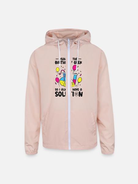 Science Theme Birthday Party Chemistry Scientist - Unisex Lightweight Windbreaker Jacket - blush pink  - Front