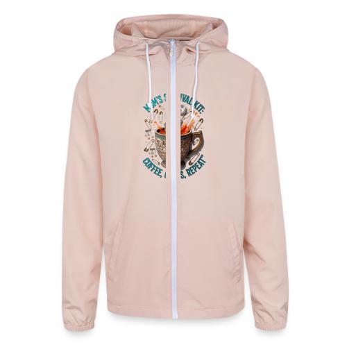 Mom's Survival Kit Tee | Coffee Chaos - Unisex Lightweight Windbreaker Jacket