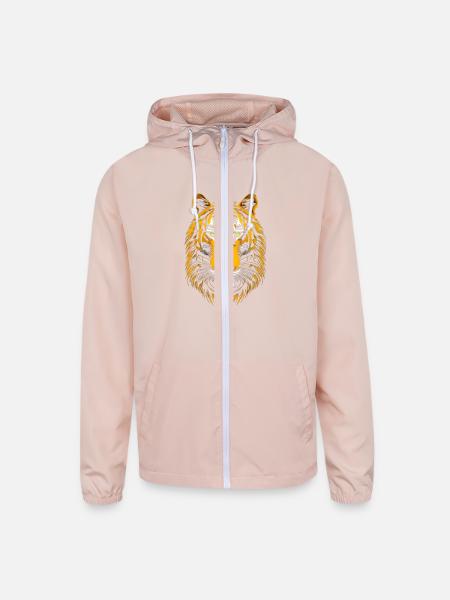 Tiger Face - Unisex Lightweight Windbreaker Jacket - blush pink  - Front