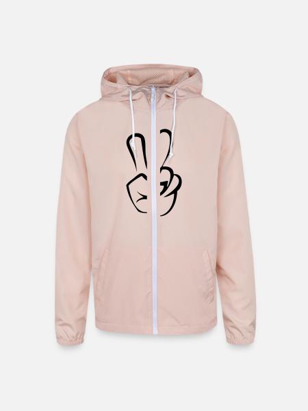 peace hand - Unisex Lightweight Windbreaker Jacket - blush pink