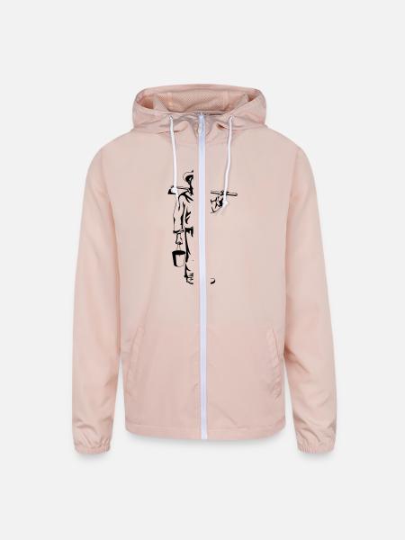 farmer holding hoe and bucket in single color - Unisex Lightweight Windbreaker Jacket - blush pink  - Front