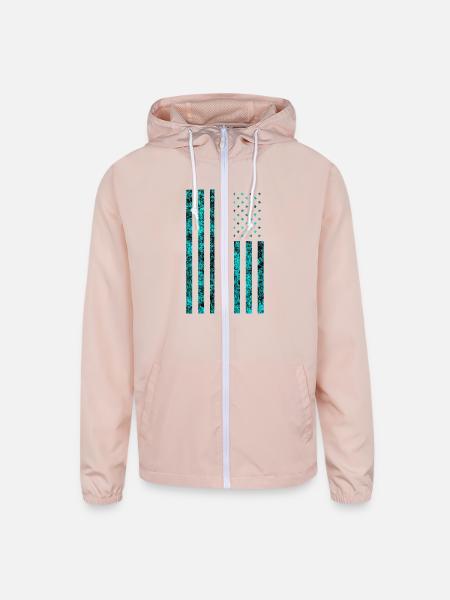 Cyan usa flag - Unisex Lightweight Windbreaker Jacket - blush pink