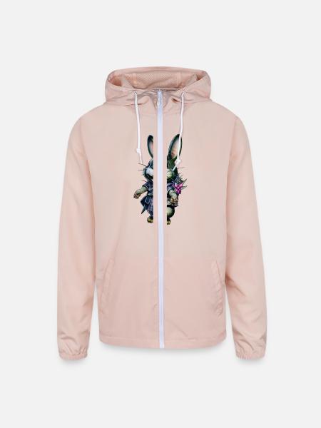 kawaii bunny - Unisex Lightweight Windbreaker Jacket - blush pink