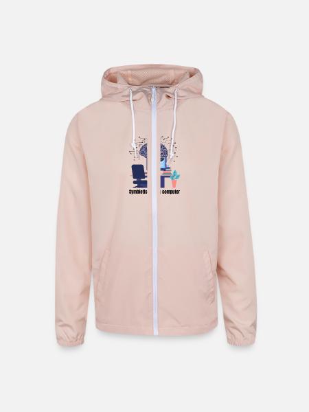 Brain and computer - Unisex Lightweight Windbreaker Jacket - blush pink