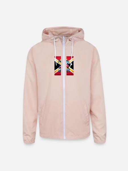 Trinidad Flag with 'Pan Lovers' - Unisex Lightweight Windbreaker Jacket - blush pink  - Front