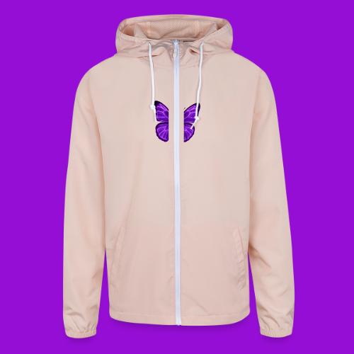 Neon Purple Butterfly - Unisex Lightweight Windbreaker Jacket