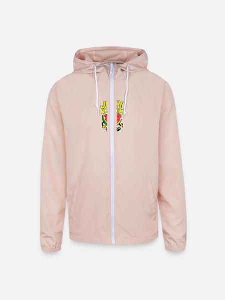 Juicy Thoughts – Playful Watermelon Summer Design - Unisex Lightweight Windbreaker Jacket - blush pink  - Front