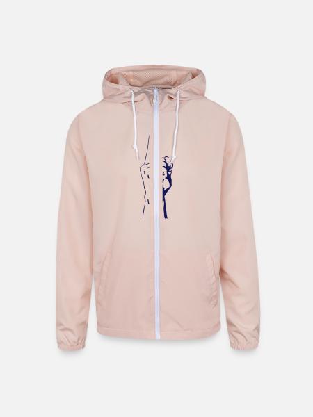 pointing finger - Unisex Lightweight Windbreaker Jacket - blush pink  - Front