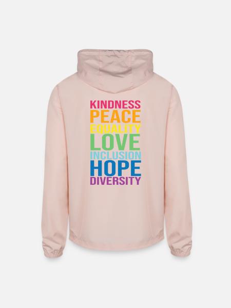 Rainbow Unity Manifesto - Unisex Lightweight Windbreaker Jacket - blush pink  - Back