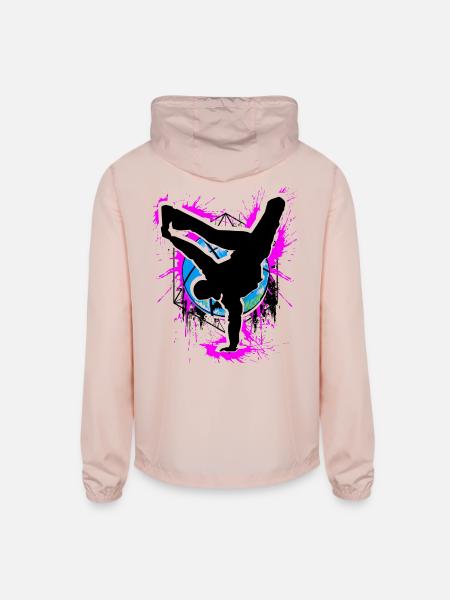 Break Dance - Breakdancer & Breakdancing - BBoy - Unisex Lightweight Windbreaker Jacket - blush pink  - Back