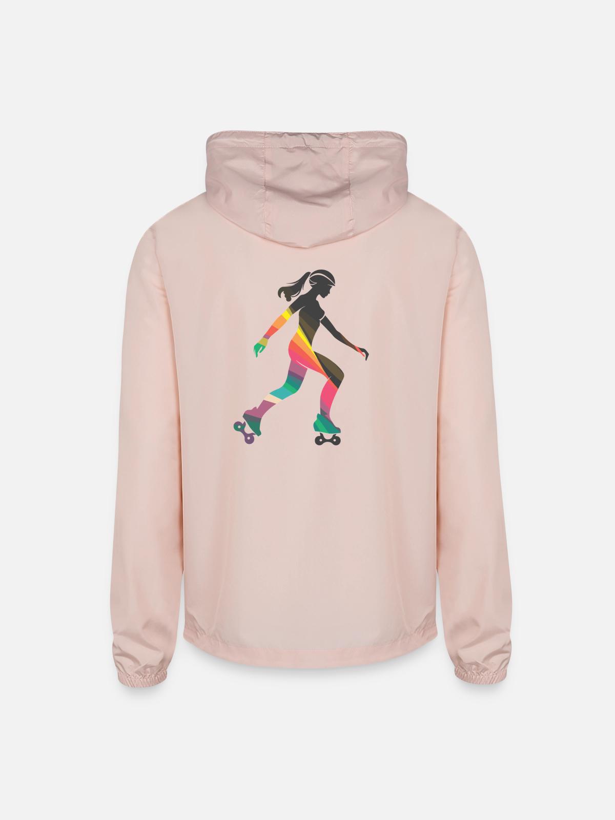Roller Skating Girl - Unisex Lightweight Windbreaker Jacket - blush pink - Back