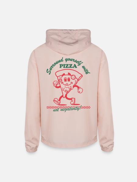 Pizza Over Negativity - Unisex Lightweight Windbreaker Jacket - blush pink