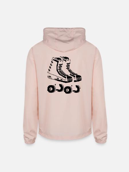 Roller Skates Pixel Art - Unisex Lightweight Windbreaker Jacket - blush pink  - Back