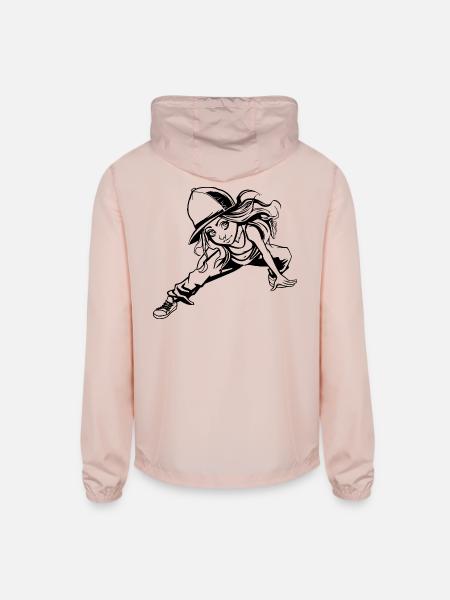 Breakdancing Girl Drawing - Unisex Lightweight Windbreaker Jacket - blush pink